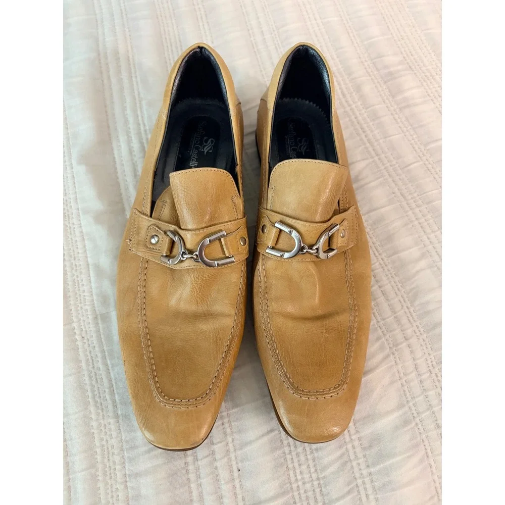 Stefano Castelli Mens Tan Leather Bit Loafers Made in Italy Size 43 8924